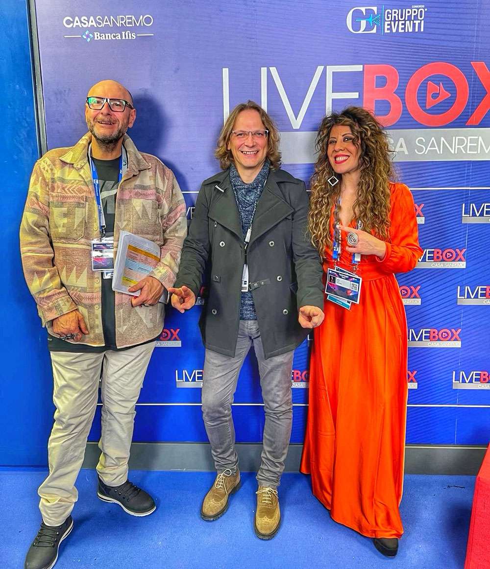 Ciro Barbato, direttore artistico di Casa Sanremo Live Box, Nico Odorico di Angel’s Wings e Maria Puca