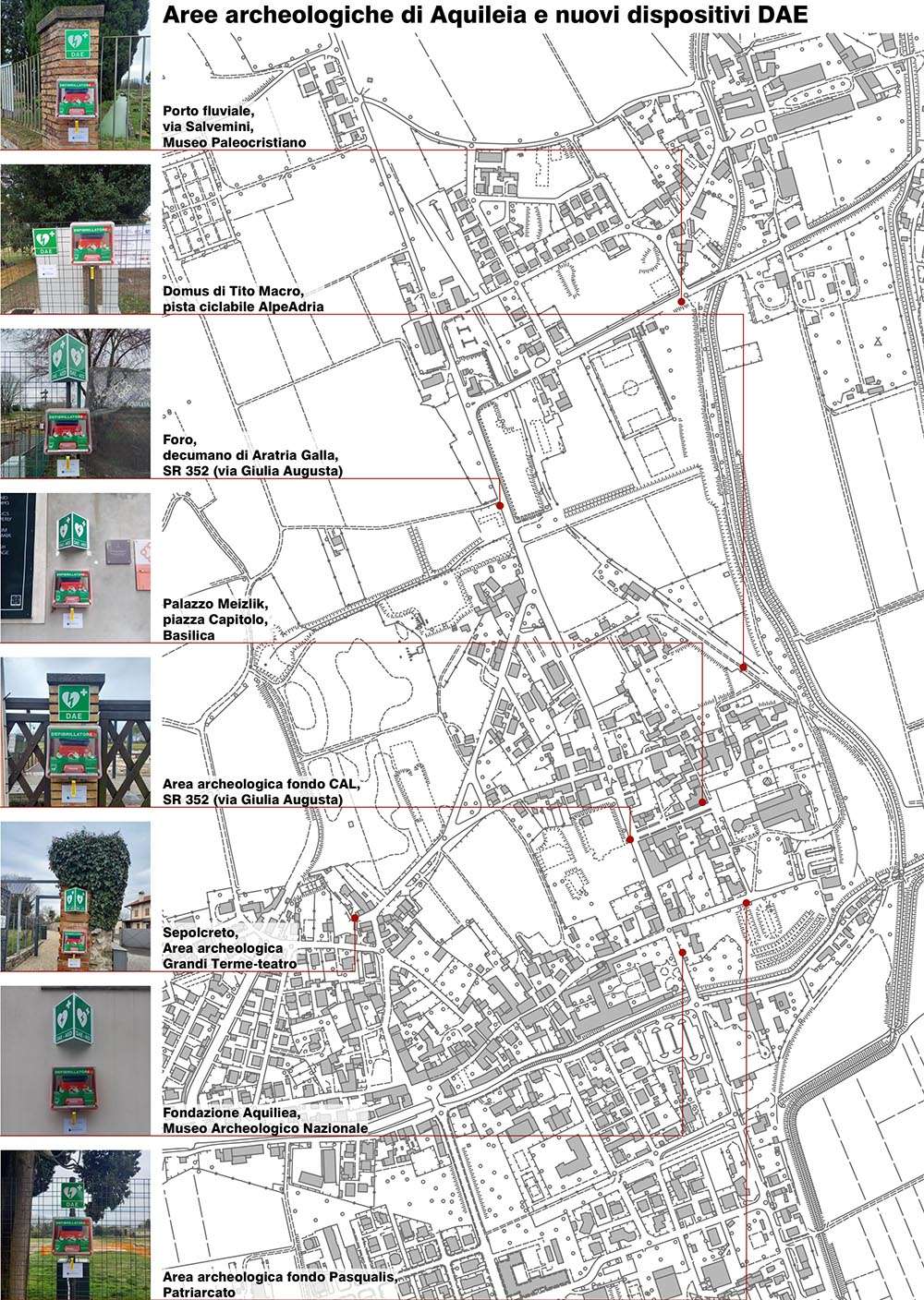 La mappa dei defibrillatori ad Aquileia