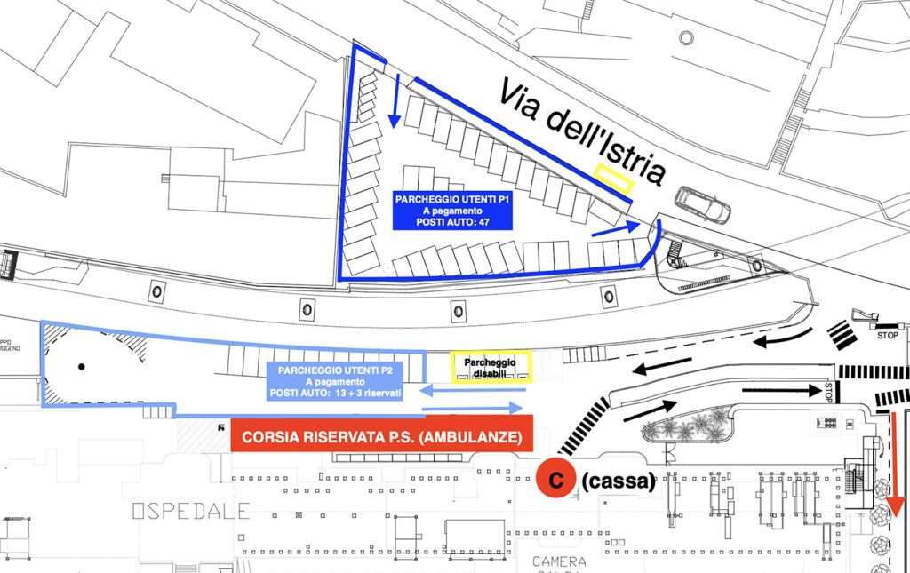 Planimetria dei nuovi parcheggi per gli utenti