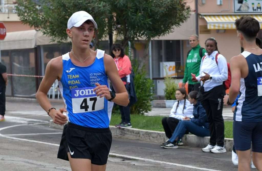 Un primo piano di Alessio Coppola durante la gara di Grottammare