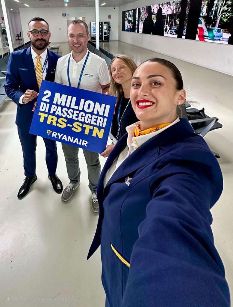 LA CREW RYANAIR E LO STAFF DI TRS PRONTI A PREMIARE LA PASSEGGERA
