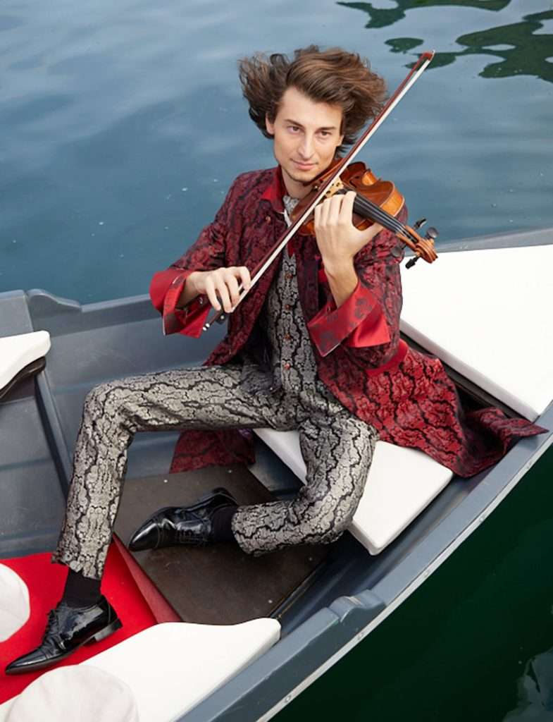 low Foti abito damascato rosso Cleofe