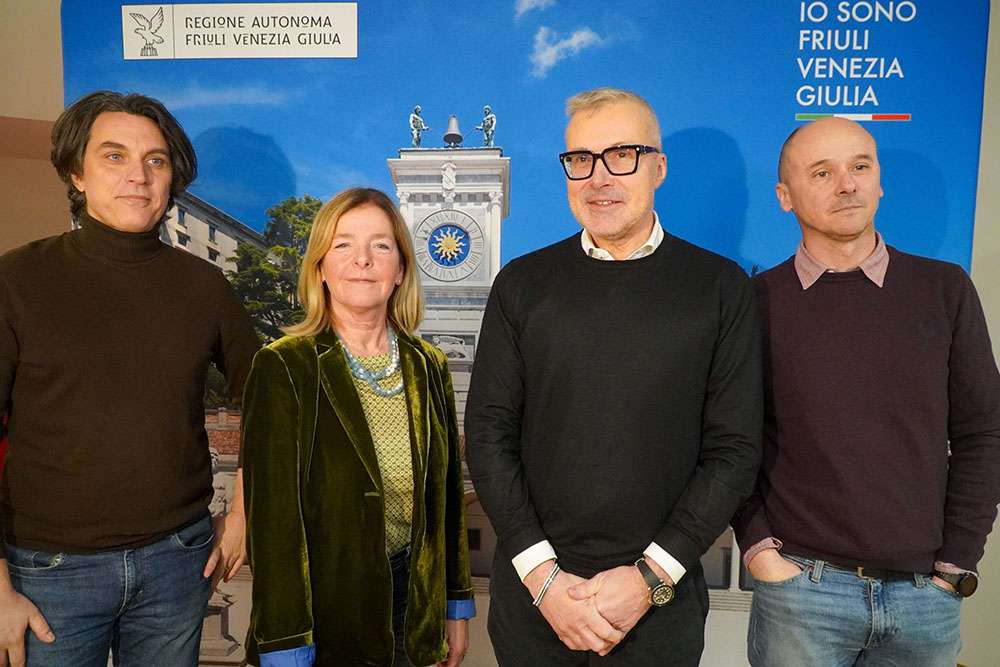 260203 FVG FILM COMMISSION CONFERENZA STAMPA da sx Guido Cassano Chiara Valenti Omero Sergio Emidio Bini Gianluca Novel