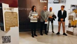 Inaugurazione da sx Antonella Cosenzi conservatrice Massimo Sgambati e Lorenzo Ielen curatori e Cristiano Rossetti